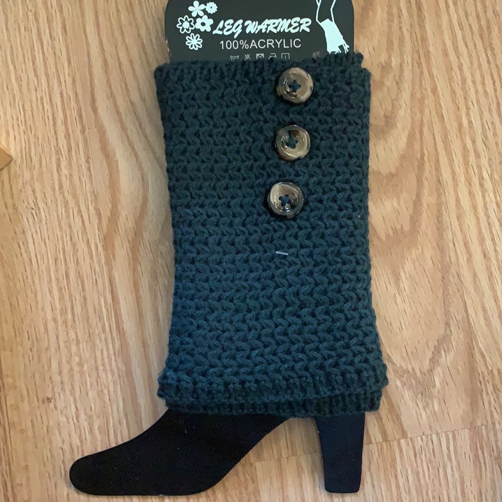 KNIT LEG WARMERS/BOOT CUFFS-GREEN